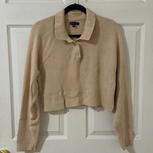 Pacsun/Kendall & Kylie Cropped Collared Sweater -Tan